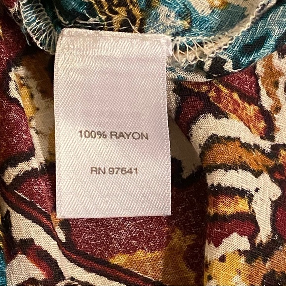 J Jill Long Sleeve Size M Button Up Multicolor Patch Pattern Boho Top Blouse - Picture 6 of 9